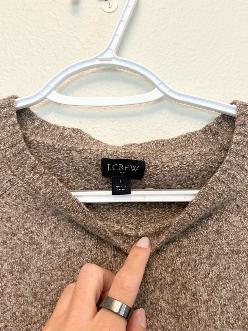 J. Crew Mens Crewneck Sweater Knit Pullover Lambswool Blend Brown Size L - Picture 3 of 7